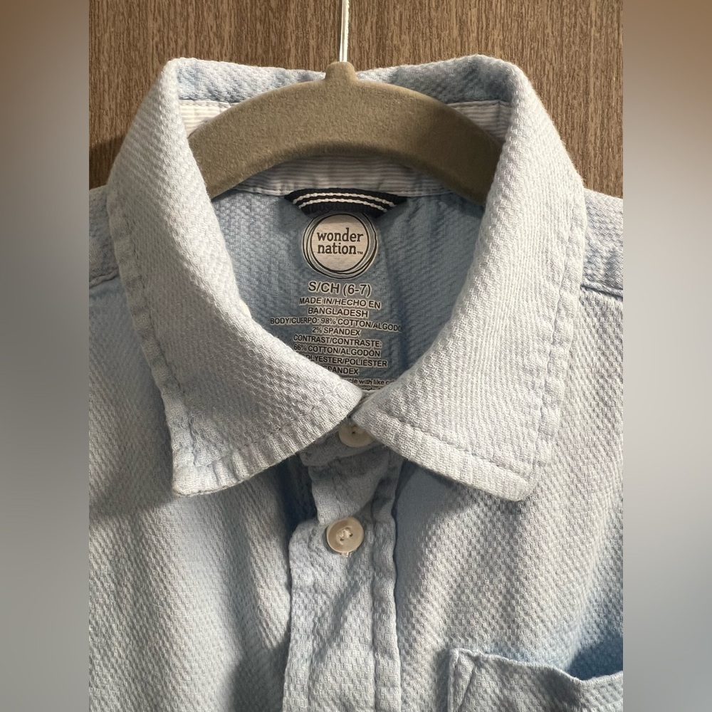 Wonder Nation Little Boys Long Sleeve Button Down Size Small (6-7) Blue - Picture 3 of 3